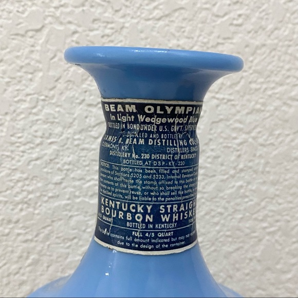 Vintage 1960’s Jim Beam Greek Roman Style Blue Milk glass Decanter NO LID - Picture 11 of 12